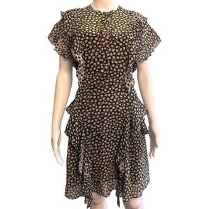 Dorothee Schumacher 100% Silk Ruffles Frilly Black Floral Flounce Mini Dress 4